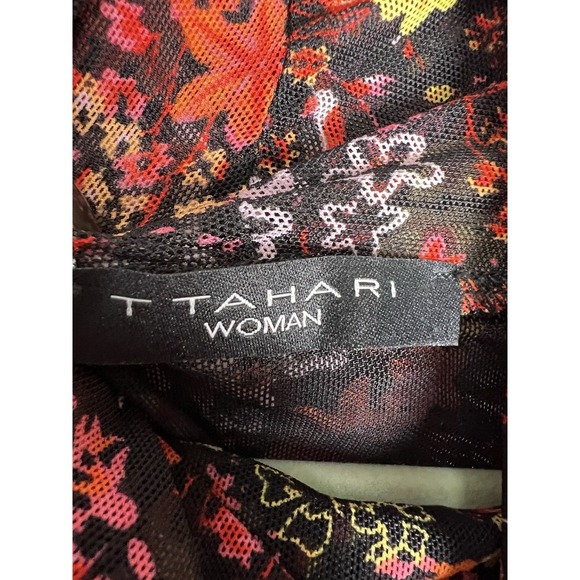 Tahari Ditsy Floral Mesh Mock Neck 3/4 Sleeve Stretch Top Women's Size 1X - Picture 3 of 10